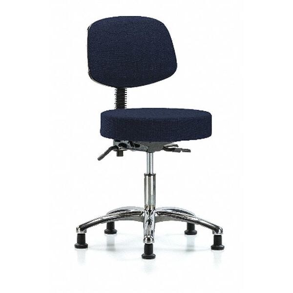 Blue Ridge Ergonomics Desk Stool, Fabric, Bk Chrome, Glides, Nav - BR-FDHST-CR-T0-RG-F45