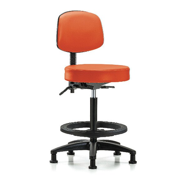 Blue Ridge Ergonomics Bench Stool, Hi, Vin, Bk, BF, Gld, Orange - BR-VHBST-RG-T1-BF-RG-8613