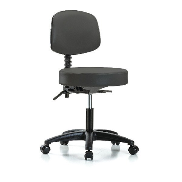 Blue Ridge Ergonomics Desk Stool, Vinyl, Bk, Tilt Casters, Gry - BR-VDHST-RG-T1-RC-8605