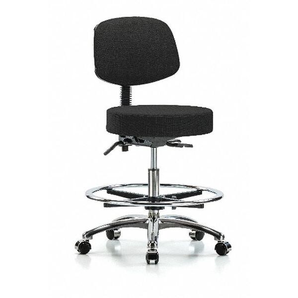 Blue Ridge Ergonomics Bench Stool, Med, Fab, Bk Chrm, CF, CastBlk - BR-FMBST-CR-T0-CF-CC-F42