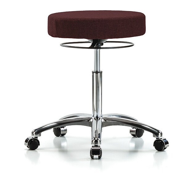 Blue Ridge Ergonomics Bench Stool, Med, Fabric, Chrome, Castrs, Bur - BR-FMBSO-CR-NF-CC-F41
