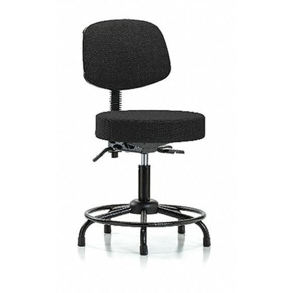 Blue Ridge Ergonomics Bench Stool, Med, Fab, Bk, RT, Glides, Blk - BR-FMBST-RT-T0-RG-F42