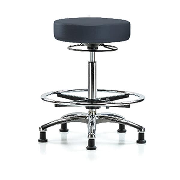 Blue Ridge Ergonomics Bench Stool, Hi, Chrm, Vinyl, CF, Glid, Nav - BR-VHBSO-CR-CF-RG-8582