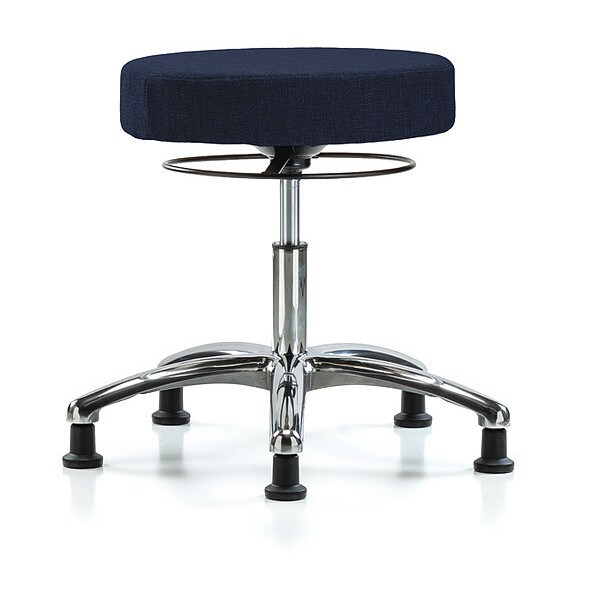 Blue Ridge Ergonomics Desk Stool, Chrome, Fabric, Glides, Nav - BR-FDHSO-CR-RG-F45