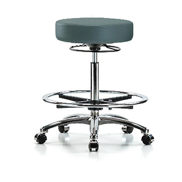 Zoro Select Bench Stool, Hi, Chrm, Vin, CF, Castrs, Blu - BR-VHBSO-CR-CF-CC-8546