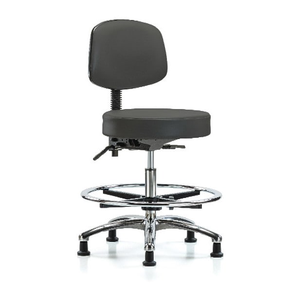 Blue Ridge Ergonomics Ben Stool, Med, Vin, Bk Chrome, CF, Gld, Gry - BR-VMBST-CR-T0-CF-RG-8605