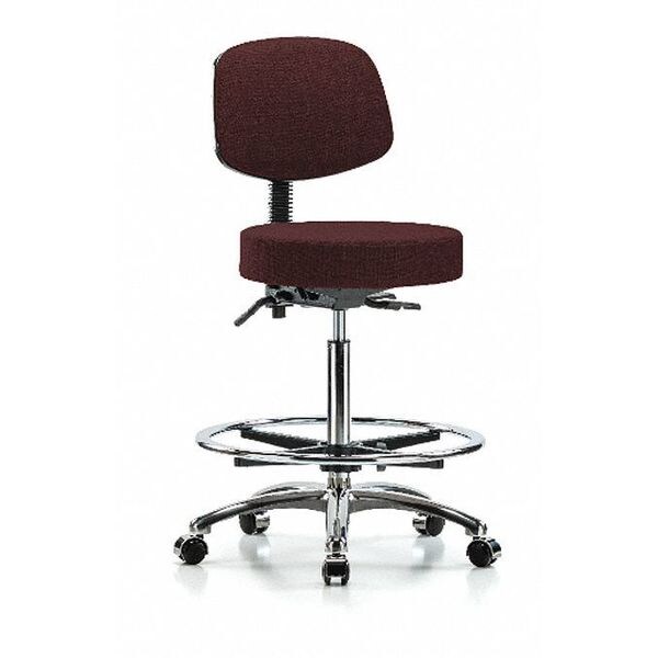 Blue Ridge Ergonomics Bench Stool, Hi, Fab, Bk Chrome, CF, Cast, Bur - BR-FHBST-CR-T0-CF-CC-F41