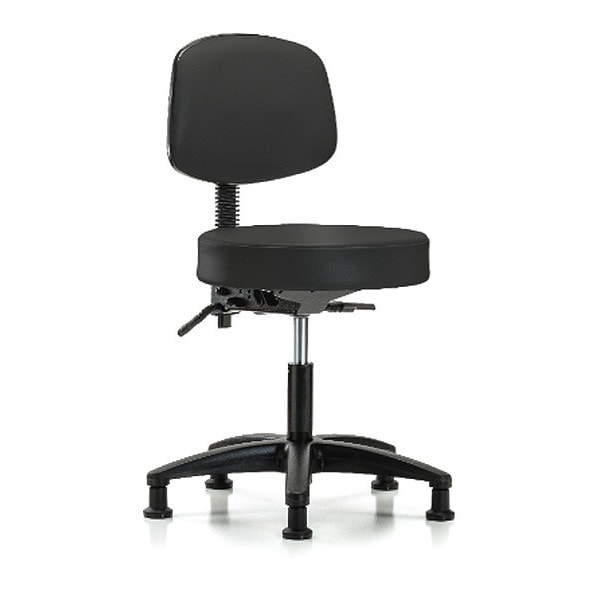 Blue Ridge Ergonomics Desk Stool, Vinyl, Bk, Tilt, Glides, BLK - BR-VDHST-RG-T1-RG-8540