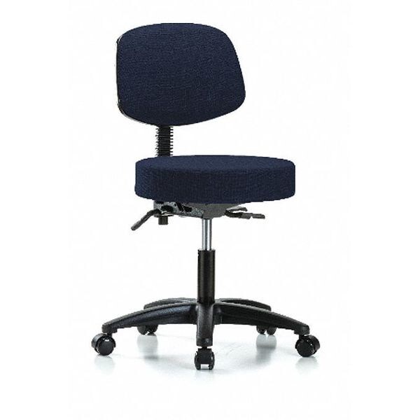 Blue Ridge Ergonomics Desk Stool, Fabric, Bk, Casters, Nav - BR-FDHST-RG-T0-RC-F45