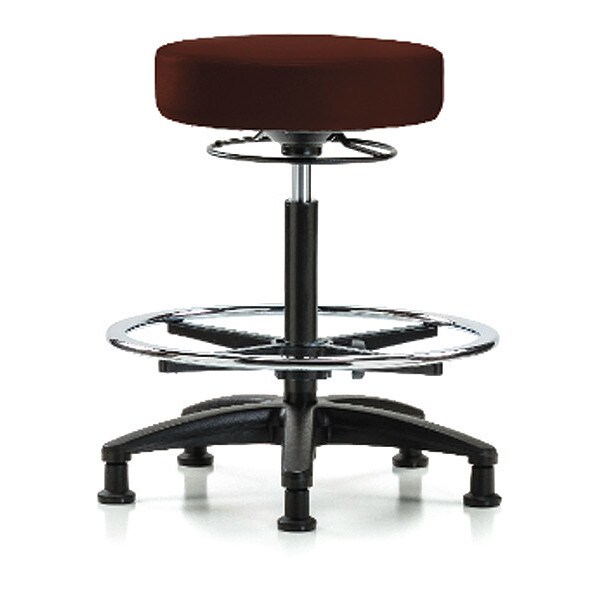 Blue Ridge Ergonomics Bench Stool, Hi, Vinyl, CF, Glides, Burg - BR-VHBSO-RG-CF-RG-8569