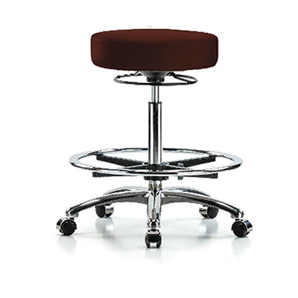 Blue Ridge Ergonomics Bench Stool, Hi, Chrm, Vin, CF, Castrs, Burg - BR-VHBSO-CR-CF-CC-8569