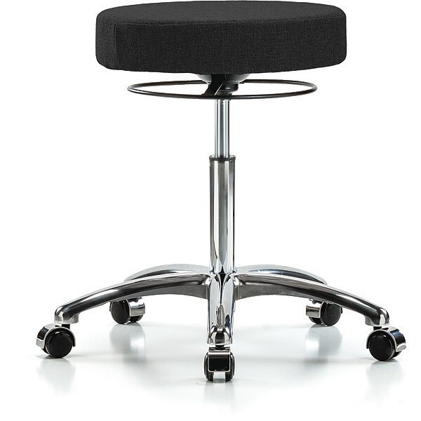 Blue Ridge Ergonomics Bench Stool, Med, Fabric, Chrome, Castrs, Blk - BR-FMBSO-CR-NF-CC-F42