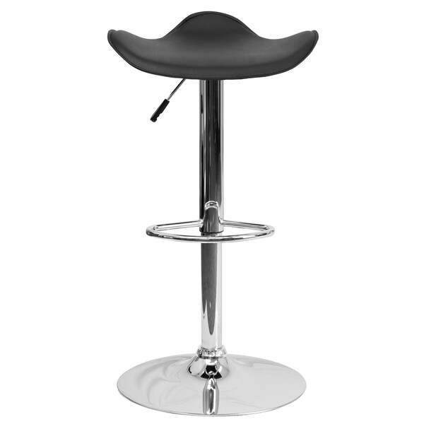 Flash Furniture Black Vinyl Barstool, Adj Height - CH-TC3-1002-BK-GG