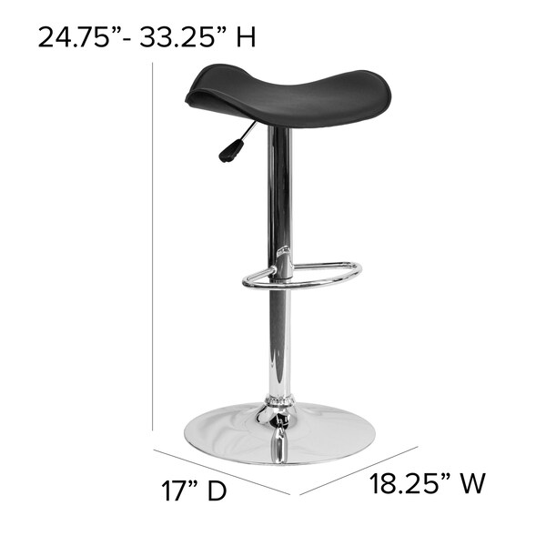 Flash Furniture Black Vinyl Barstool, Adj Height - CH-TC3-1002-BK-GG