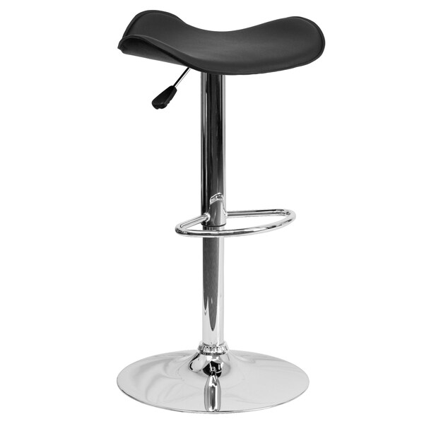 Flash Furniture Black Vinyl Barstool, Adj Height - CH-TC3-1002-BK-GG