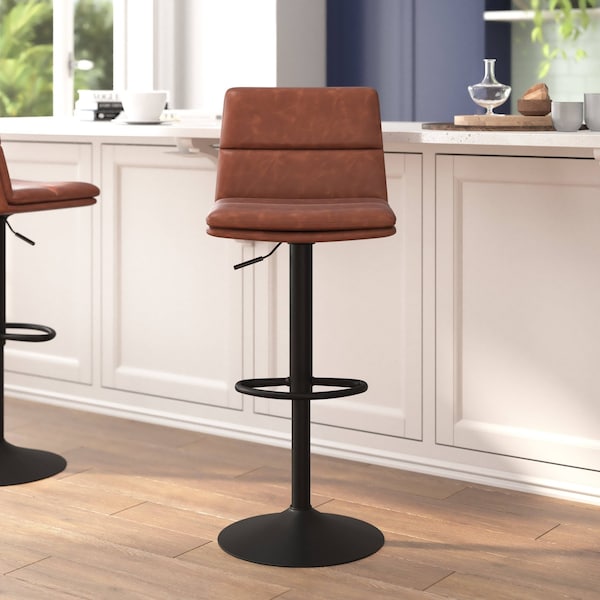 Flash Furniture Cognac Adjustable Height LeatherSoft Barstools, 2PK - CH-202071-BR-GG