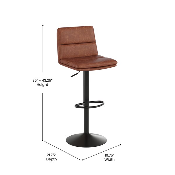 Flash Furniture Cognac Adjustable Height LeatherSoft Barstools, 2PK - CH-202071-BR-GG