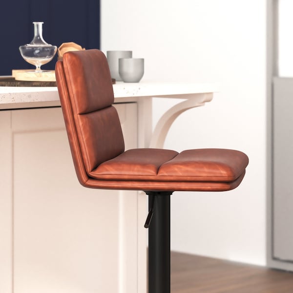 Flash Furniture Cognac Adjustable Height LeatherSoft Barstools, 2PK - CH-202071-BR-GG