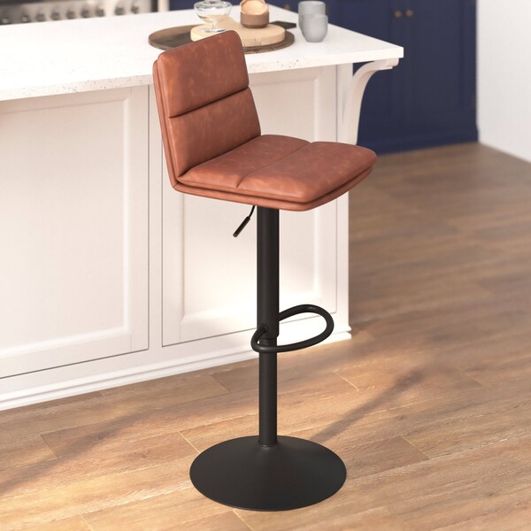 Flash Furniture Cognac Adjustable Height LeatherSoft Barstools, 2PK - CH-202071-BR-GG