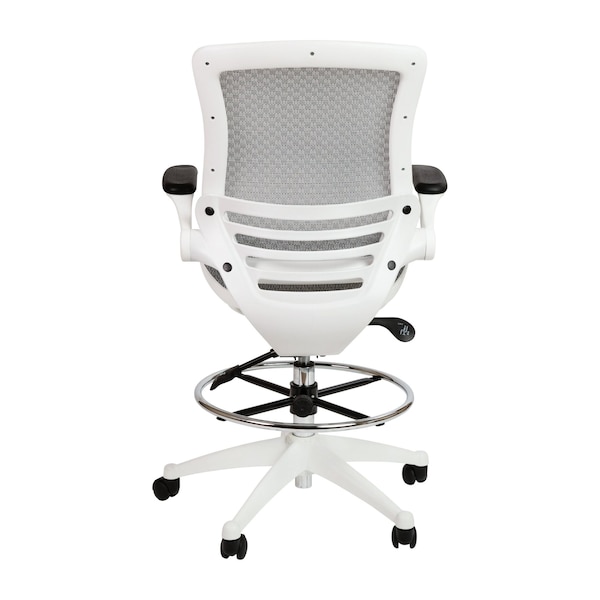 Flash Furniture Gray/White Mid-Back Drafting Chair - Flip-Up Arms - BL-LB-8801X-D-GR-WH-GG