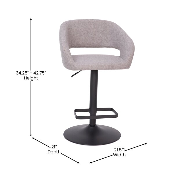 Flash Furniture Gray Vinyl Adjustable Height Barstool - CH-122070-GYBK-GG