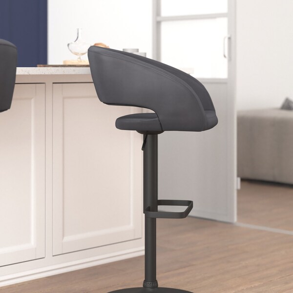 Flash Furniture Gray Vinyl Adjustable Height Barstool - CH-122070-GYBK-GG