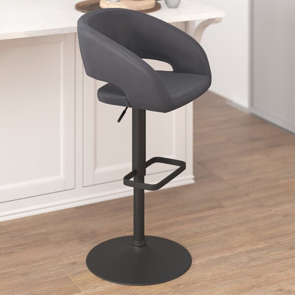 Flash Furniture Gray Vinyl Adjustable Height Barstool - CH-122070-GYBK-GG