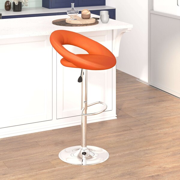 Flash Furniture Orange Vinyl Barstool, Adj Height, Seat Height Range: 24" to 32-3/4" - DS-811-ORG-GG