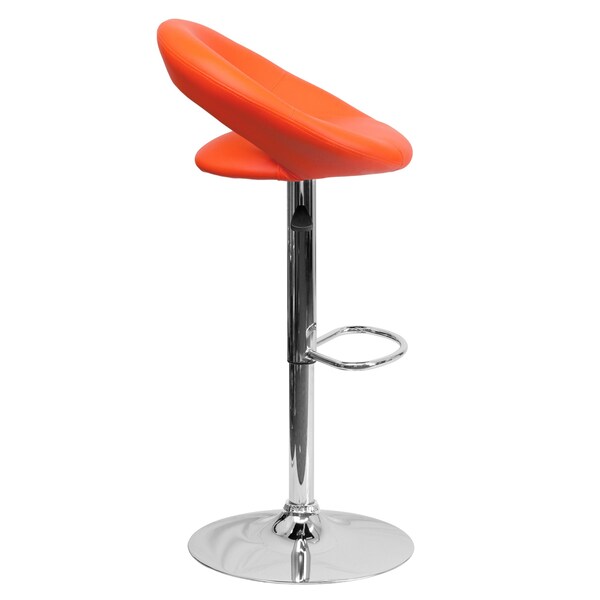 Flash Furniture Orange Vinyl Barstool, Adj Height, Seat Height Range: 24" to 32-3/4" - DS-811-ORG-GG