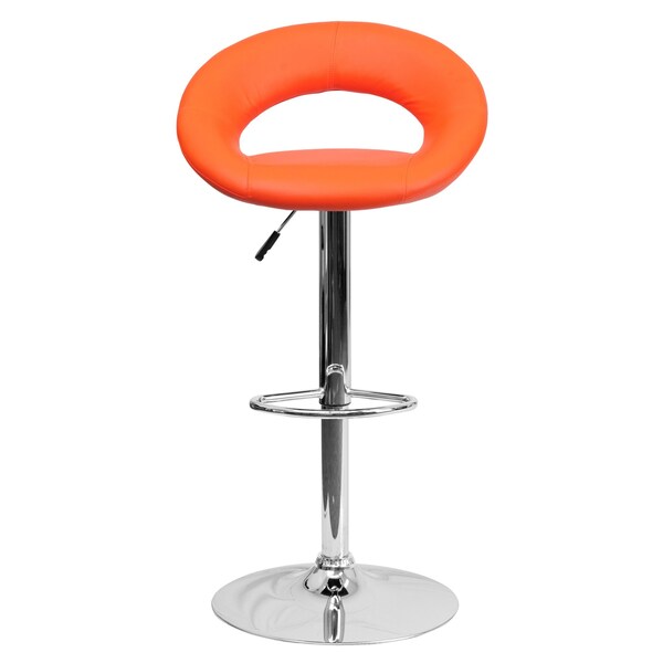 Flash Furniture Orange Vinyl Barstool, Adj Height, Seat Height Range: 24" to 32-3/4" - DS-811-ORG-GG