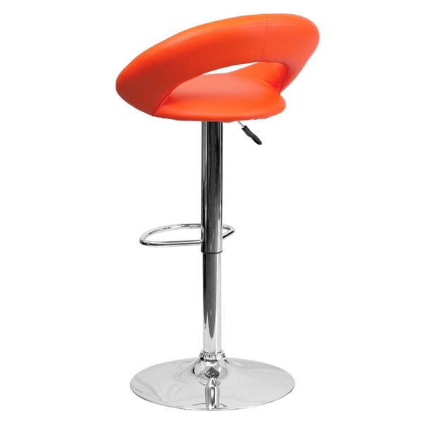 Flash Furniture Orange Vinyl Barstool, Adj Height, Seat Height Range: 24" to 32-3/4" - DS-811-ORG-GG