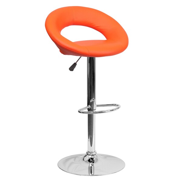 Flash Furniture Orange Vinyl Barstool, Adj Height, Seat Height Range: 24" to 32-3/4" - DS-811-ORG-GG