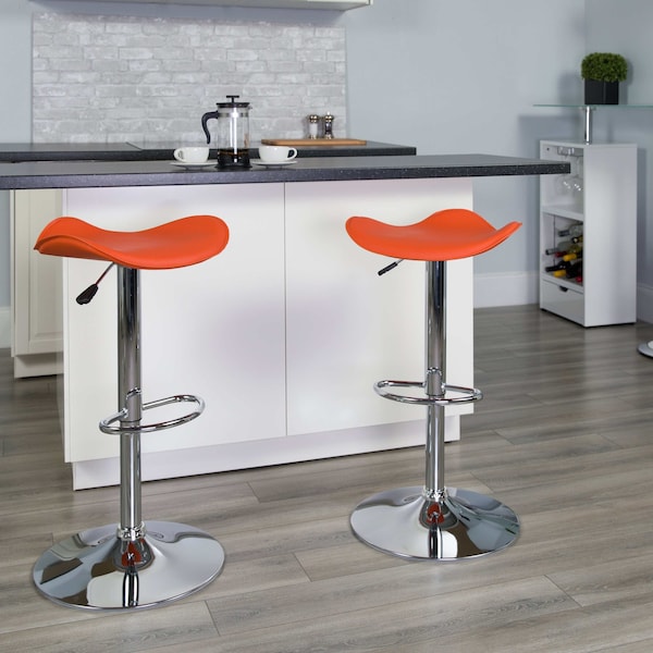 Flash Furniture Orange Vinyl Barstool, PK2 - 2-CH-TC3-1002-ORG-GG
