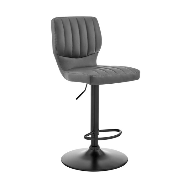 Seatsolutions Bardot Adjustable Gray Faux Leather Swivel Bar Stool - SE2522342