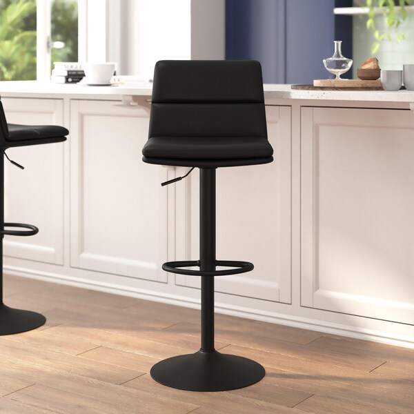 Flash Furniture Black Adjustable Height LeatherSoft Barstools, 2PK - CH-202071-BK-GG