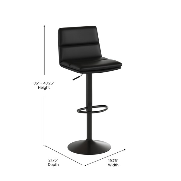 Flash Furniture Black Adjustable Height LeatherSoft Barstools, 2PK - CH-202071-BK-GG