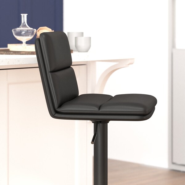 Flash Furniture Black Adjustable Height LeatherSoft Barstools, 2PK - CH-202071-BK-GG