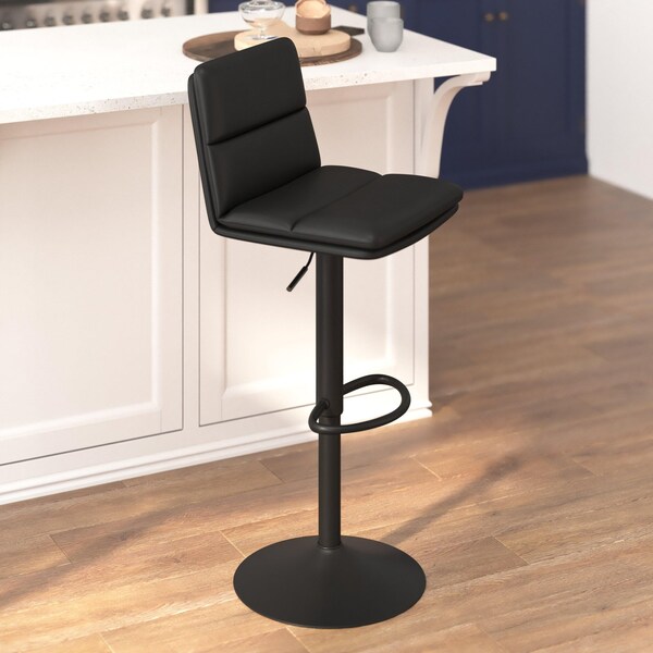 Flash Furniture Black Adjustable Height LeatherSoft Barstools, 2PK - CH-202071-BK-GG