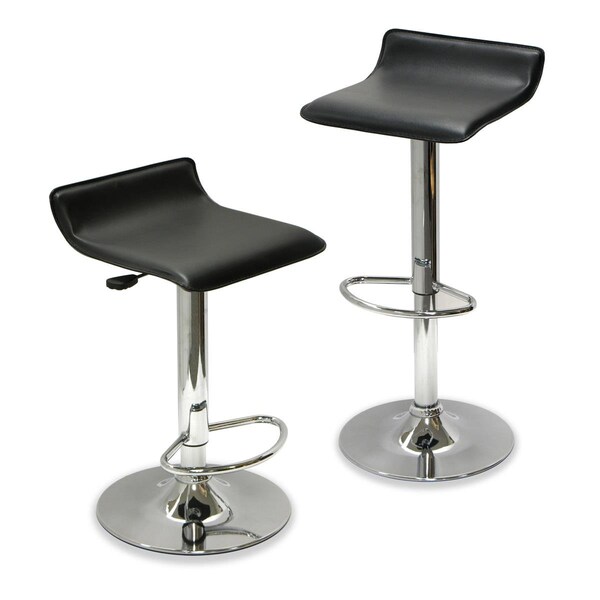 Winsome Metal leg black cushion seat Iron Faux seat SET OF 2 STOOL ADJUSTABLE K/D FAUX SEAT, 2PK - 93329