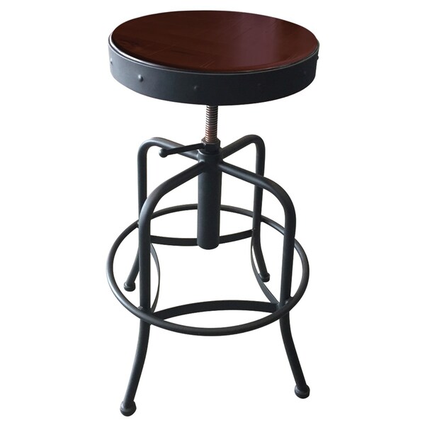 Holland Bar Stool Co Adjustable Stool, Black Wrinkle, Dark Cherry Distressed Hardwood Seat - 910BWDC