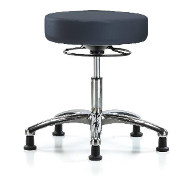 Blue Ridge Ergonomics Desk Stool, Vinyl, Chrome, Glides, Nav - BR-VDHSO-CR-RG-8582
