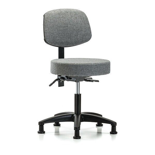 Blue Ridge Ergonomics Desk Stool, Fabric, Bk, Glides, Gry - BR-FDHST-RG-T0-RG-F44