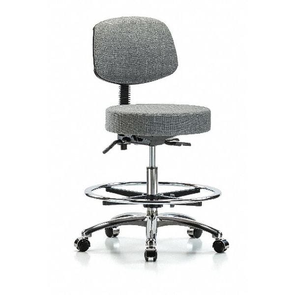 Blue Ridge Ergonomics Bench Stool, Med, Fab, Bk Chrm, CF, CastGry - BR-FMBST-CR-T0-CF-CC-F44
