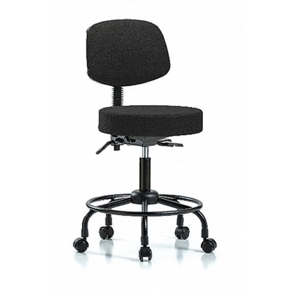 Blue Ridge Ergonomics Bench Stool, Med, Fab, Bk, RT, Casters, Blk - BR-FMBST-RT-T0-RC-F42