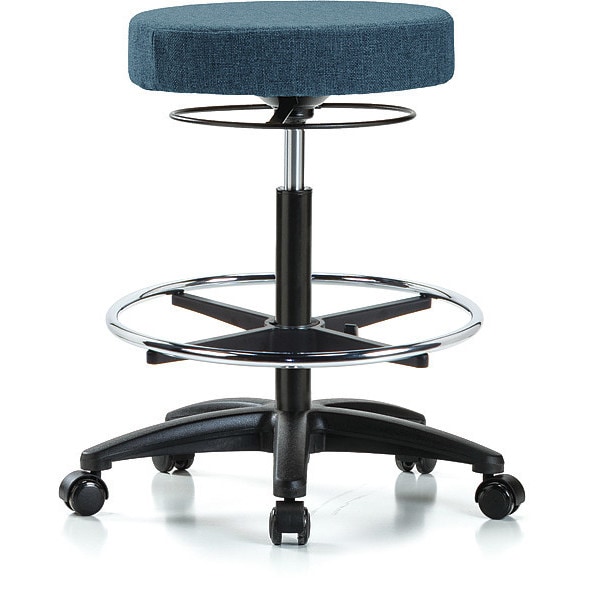 Blue Ridge Ergonomics Bench Stool, Hi, Fabric, CF, Casters, Blu - BR-FHBSO-RG-CF-RC-F43