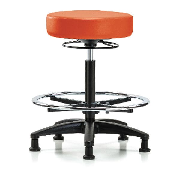 Blue Ridge Ergonomics Bench Stool, Hi, Vinyl, CF, Glides, Orange - BR-VHBSO-RG-CF-RG-8613
