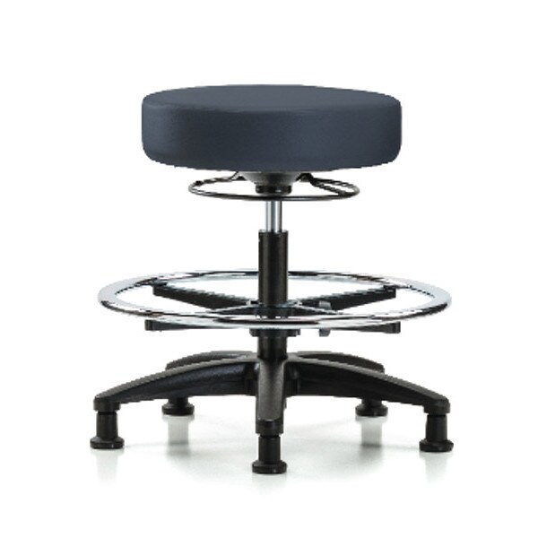Blue Ridge Ergonomics Bench Stool, Med, Vinyl, CF, Glides, Nav - BR-VMBSO-RG-CF-RG-8582