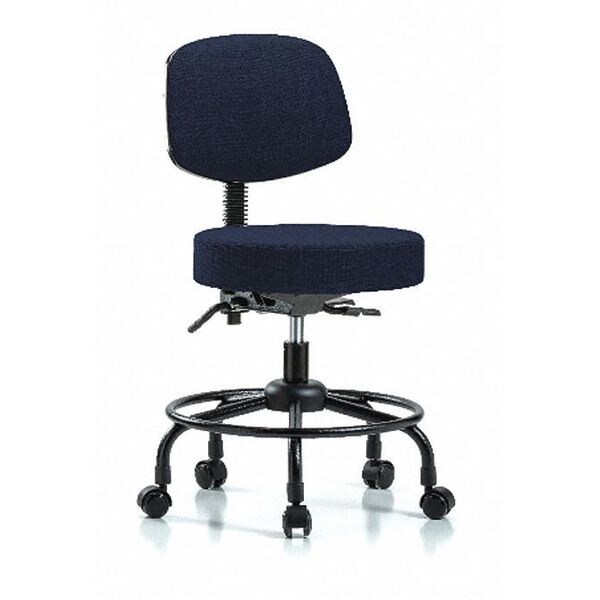 Blue Ridge Ergonomics Desk Stool, Fabric, Bk, RT, Casters, Nav - BR-FDHST-RT-T0-RC-F45