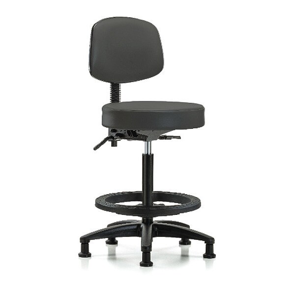 Blue Ridge Ergonomics Bench Stool, Hi, Vinl, Bk, Tilt, BF, Gld, Gry - BR-VHBST-RG-T1-BF-RG-8605