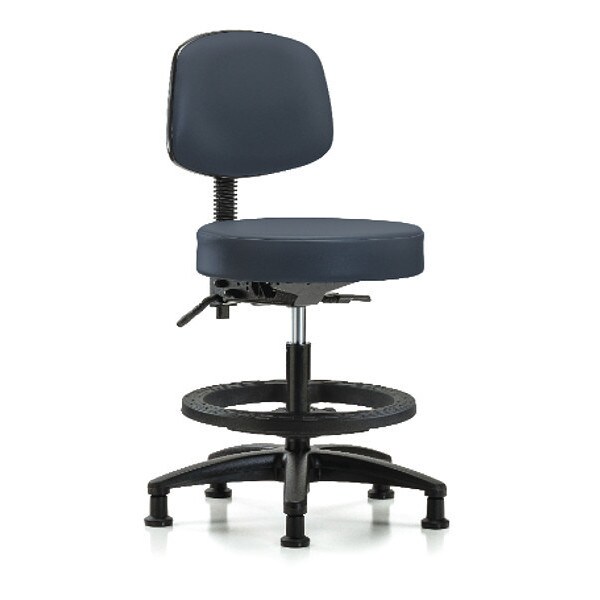 Blue Ridge Ergonomics Bench Stool, Med, Vin, Bk, BF, Glides, Nav - BR-VMBST-RG-T0-BF-RG-8582